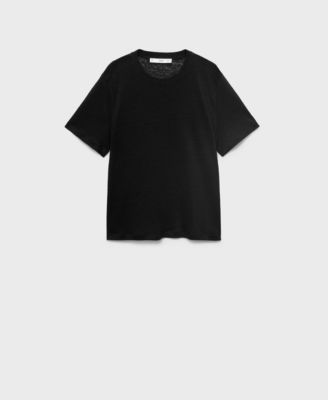 MANGO - Women's Short-Sleeved Linen T-Shirt