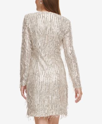 Petite Jewel Neck Sequin Cocktail Dress