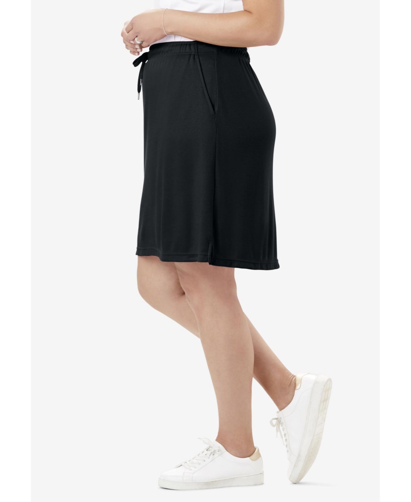 Женская юбка-шорты Woman Within Plus Size Within Sport Knit Skort, цвет: Чёрный — фото 3