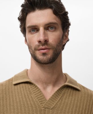 Men's Knitted Structured Polo Sweater