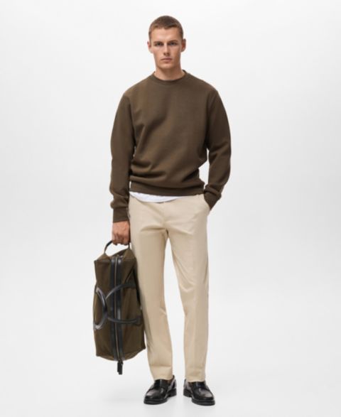 Мужская толстовка Mango Regular-Fit Cotton, цвет: Оливковый зелёный