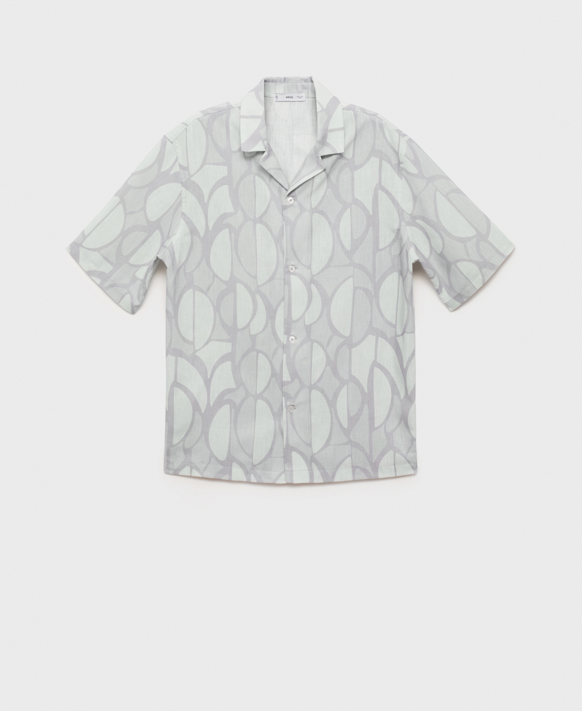 Mango Geo Print Camp Shirt In Blue