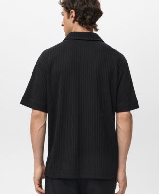 Men's Textured Knitted Polo Shirt