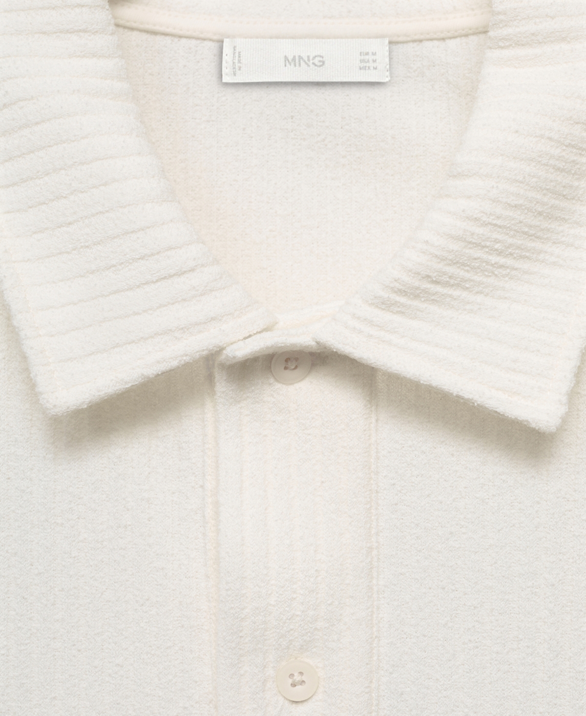 Mango Men's Textured Knitted Polo Shirt In White
