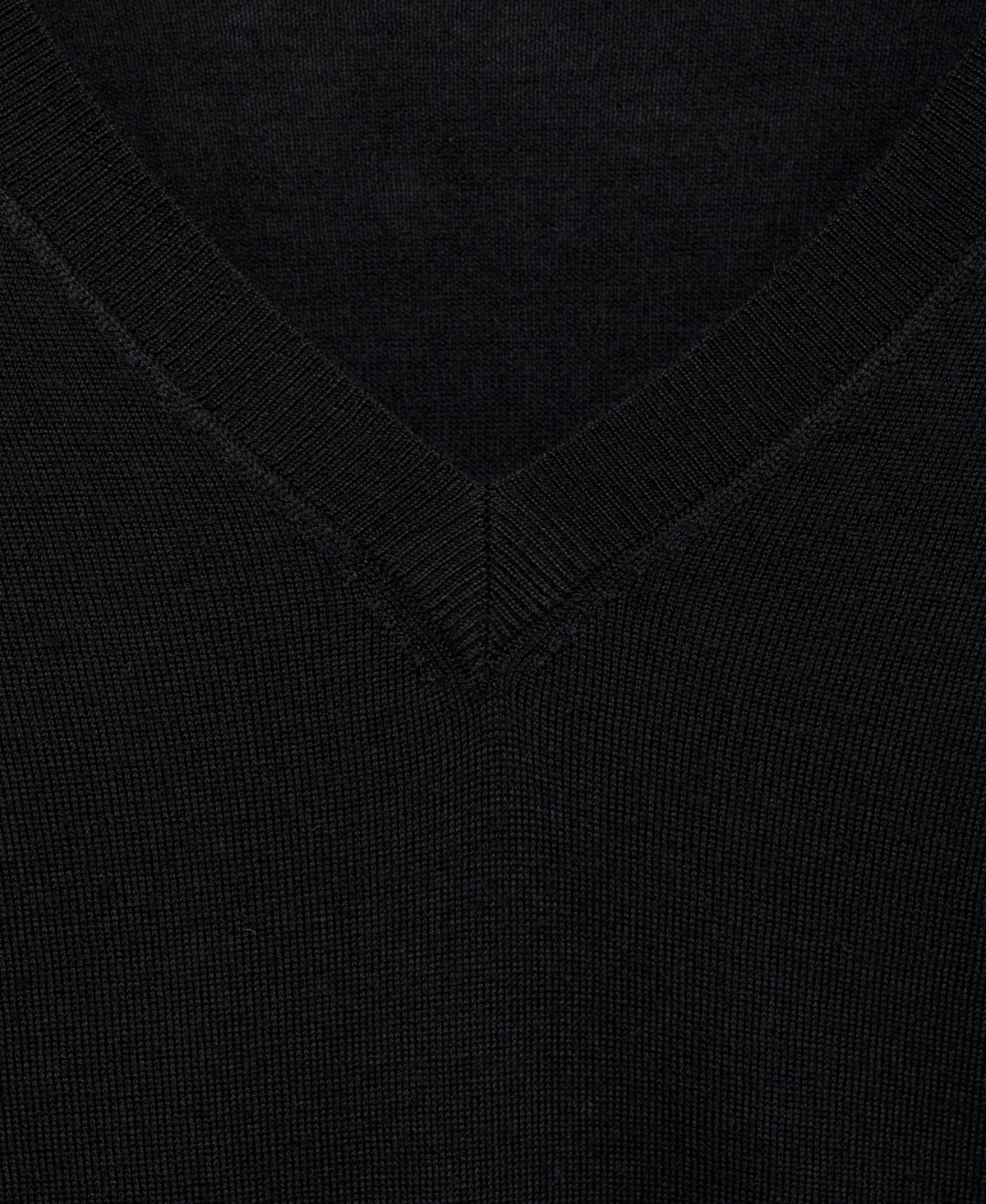Mango Solid Wool V-neck Sweater In Black