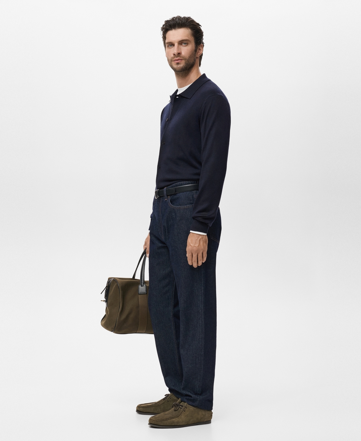 Mango Men's Merino Wool Cardigan In Blue