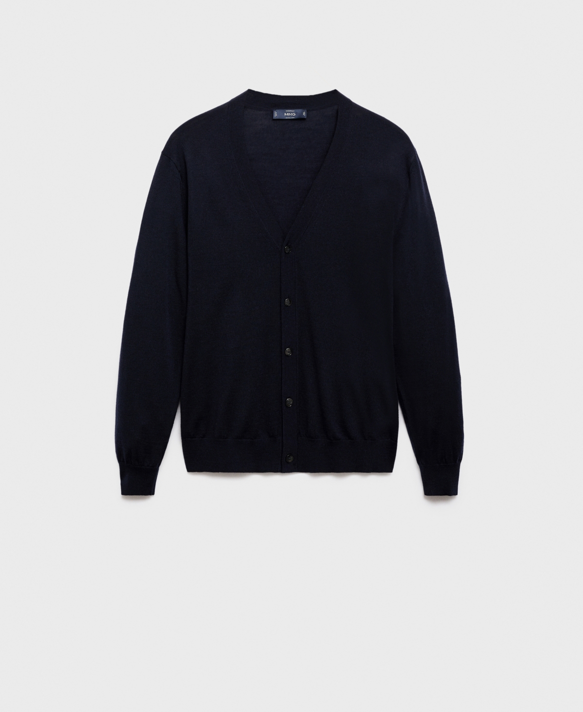 Mango Solid Wool Cardigan In Blue