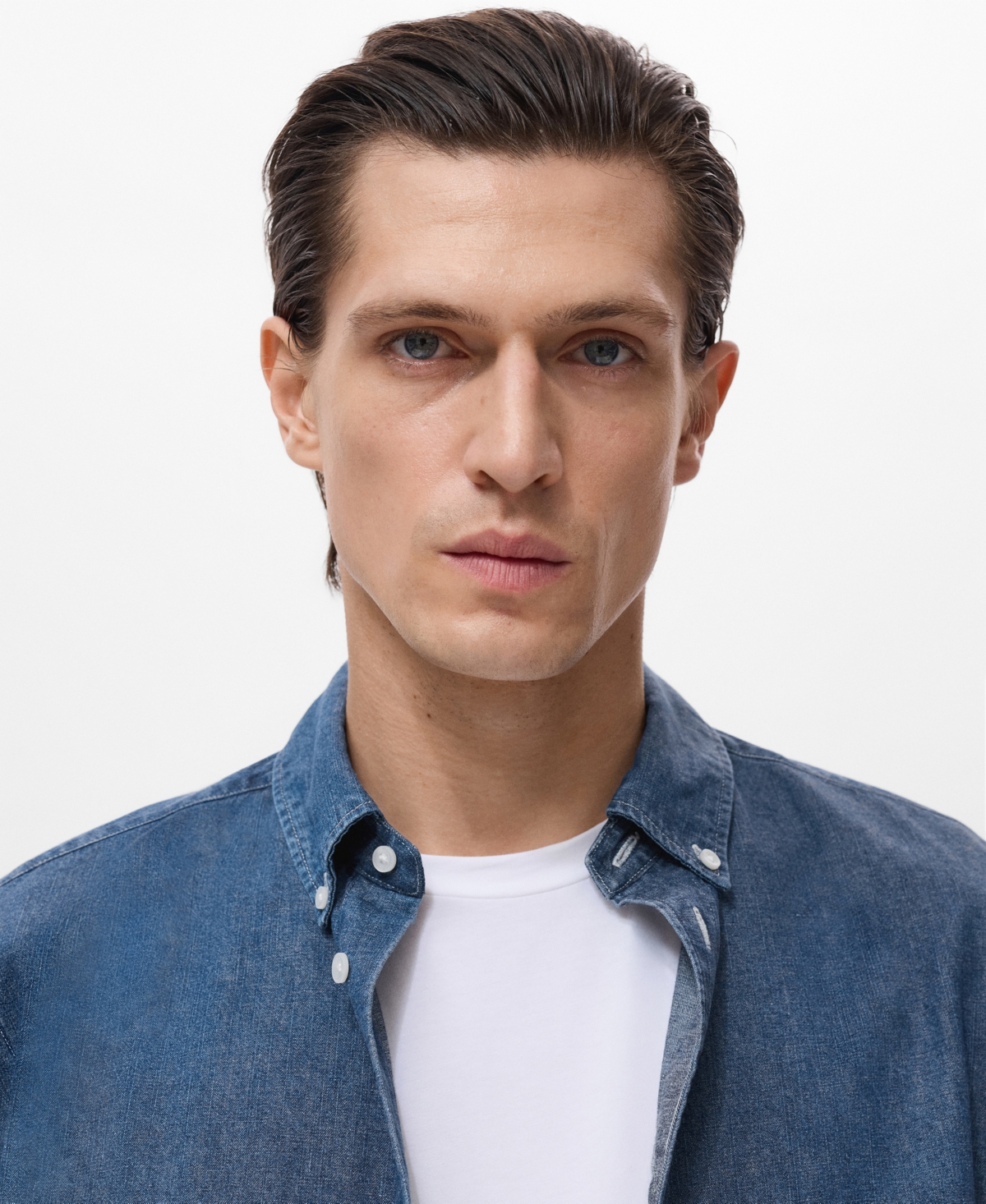 Mango Regular Fit Cotton & Linen Denim Button-down Shirt In Blue