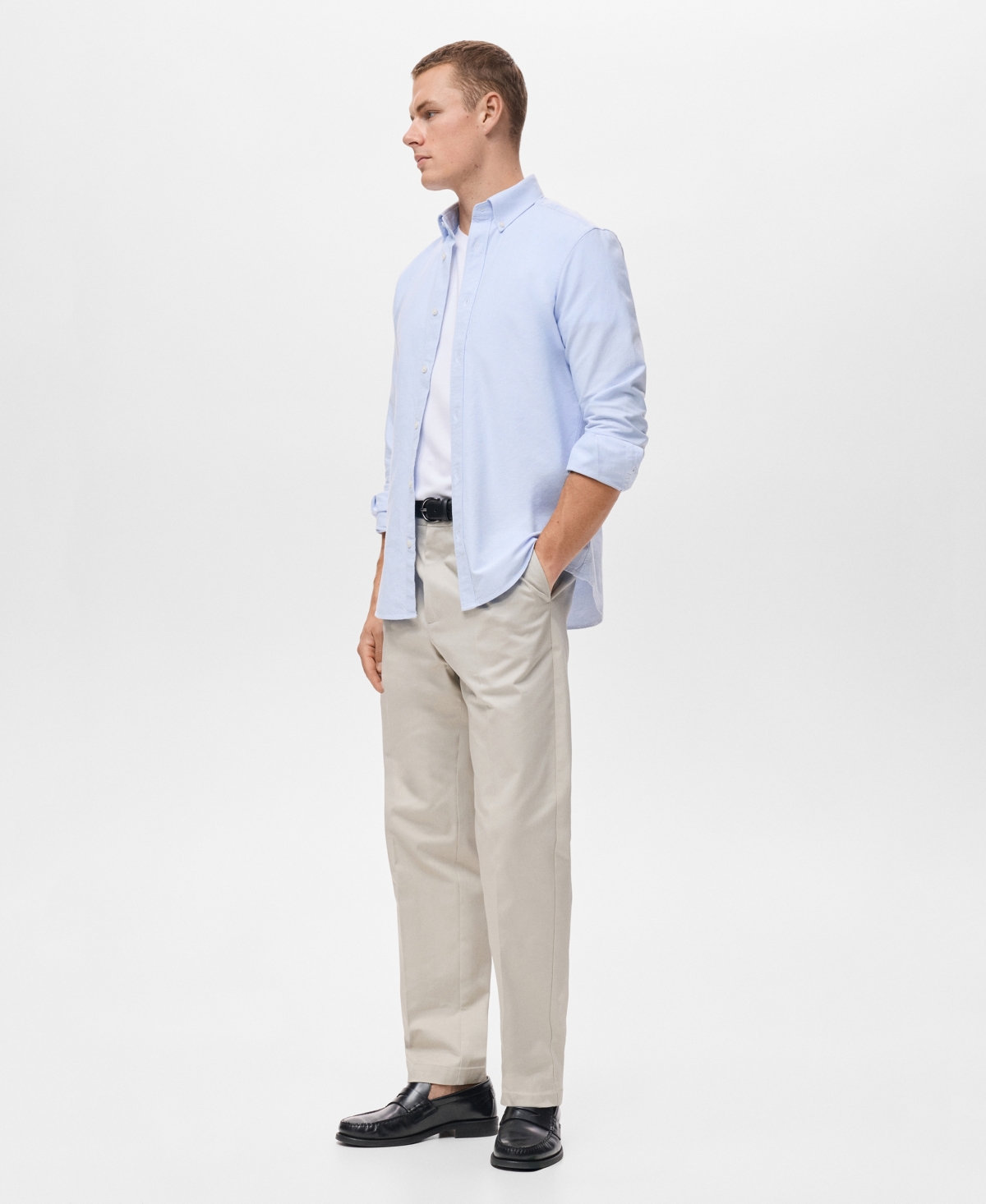 Mango Men's Cotton Oxford Shirt In Blue