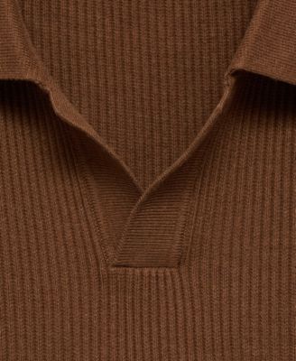 Men's Cotton-Blend Ribbed Polo Sweater