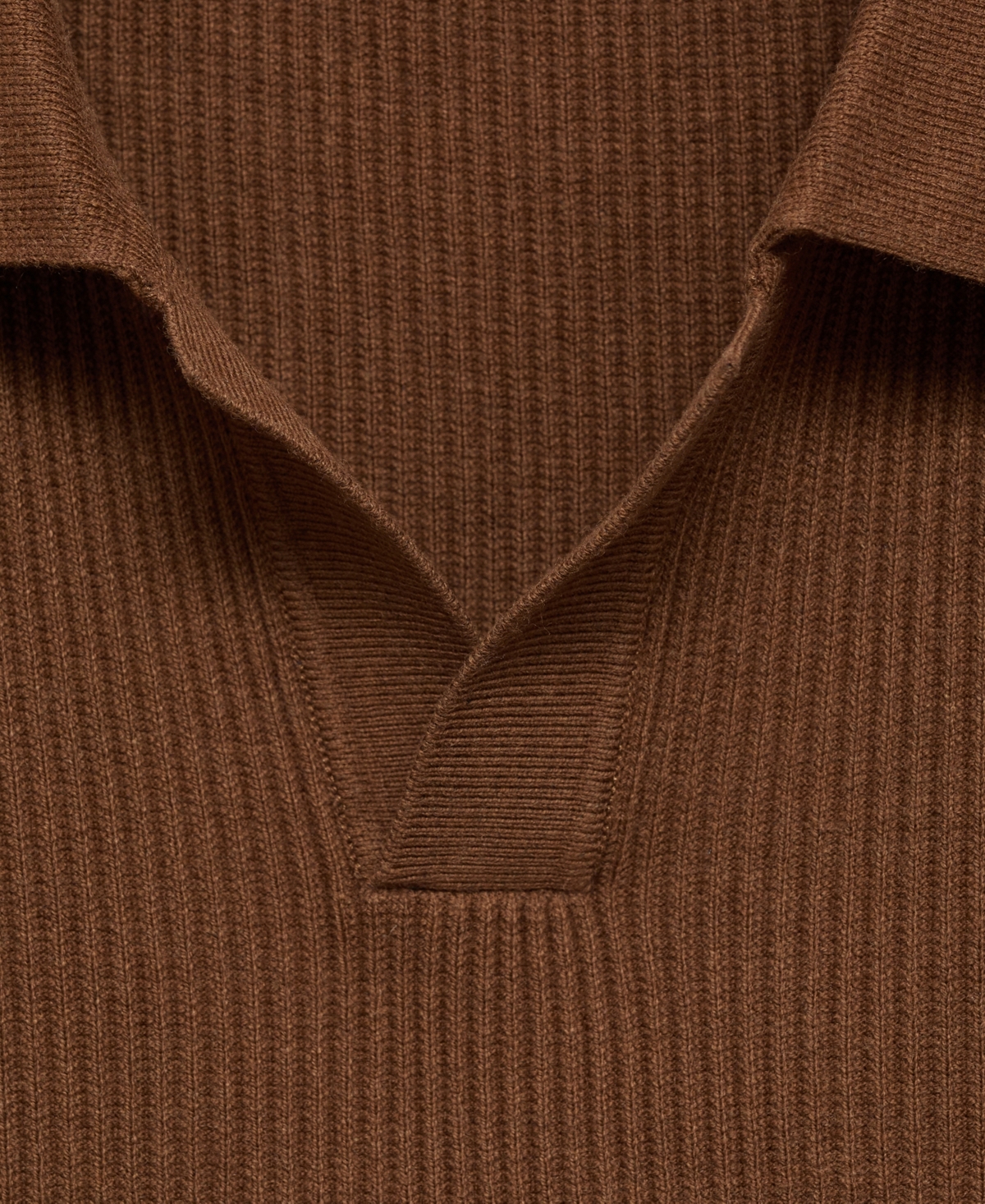 Mango Johnny Collar Rib Polo Sweater In Brown