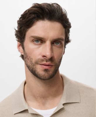 Men's Cotton-Blend Ribbed Polo Sweater