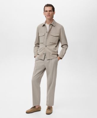 MANGO - Men's Cotton And Lyocell Straight-Leg Pleated Pants