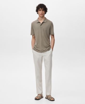 Men's Linen Blend Slim Fit Polo Shirt