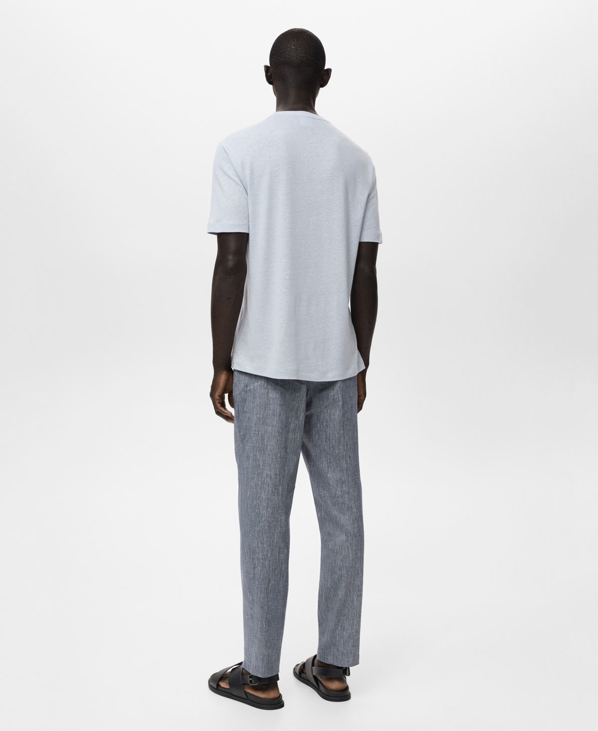 Mango Slim Fit Linen Blend T-shirt In Green