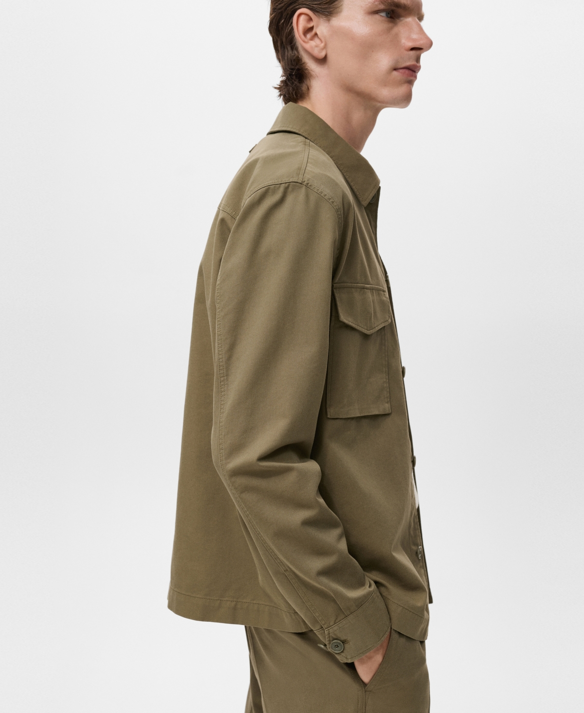 Mango Men's Pockets Lyocell Cotton Jacket In Green