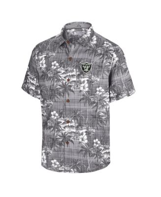 Men's Black Las Vegas Raiders Coconut Point Isla Palmetto Camp Button-Up Shirt