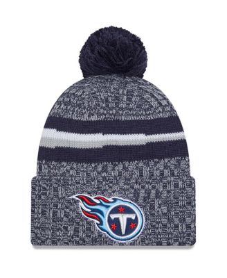 New Era - Men's Navy Tennessee Titans 2023 Sideline Cuffed Knit Hat With Pom