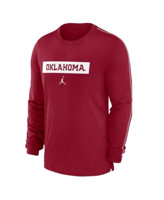 Men's Crimson Oklahoma Sooners 2024 Sideline Player Tri-Blend Performance Long Sleeve T-Shirt
