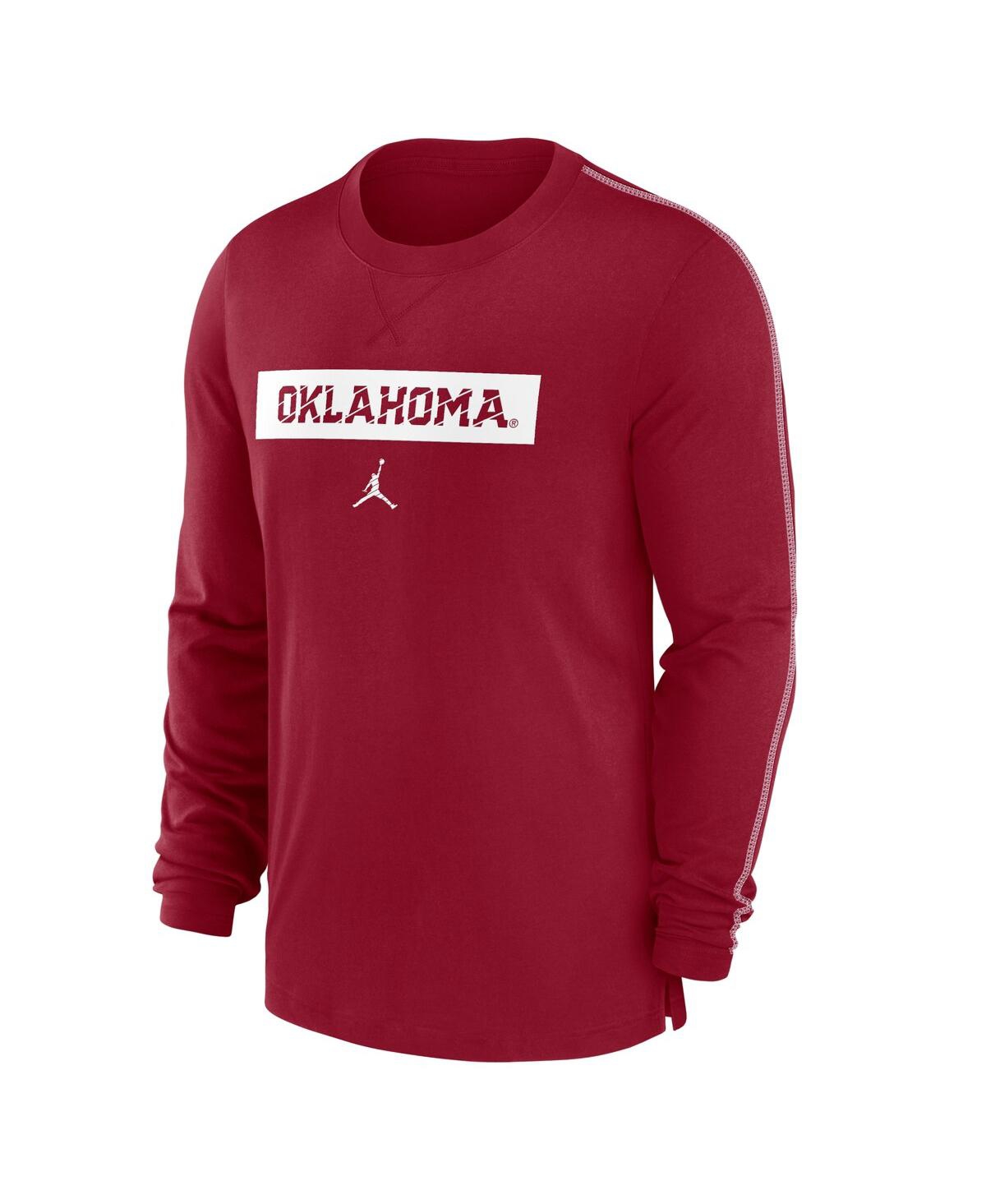 Jordan Men's Crimson Oklahoma Sooners 2024 Sideline Player Tri-blend Performance Long Sleeve T-shirt In Red