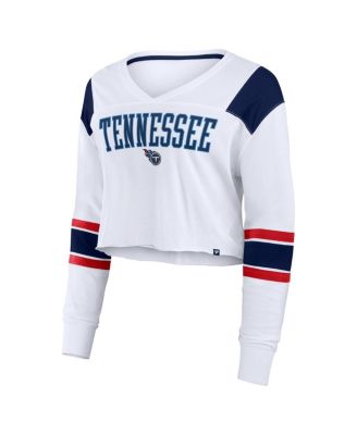 Women's White Tennessee Titans Stretch Cropped Fashion Long Sleeve T-Shirt