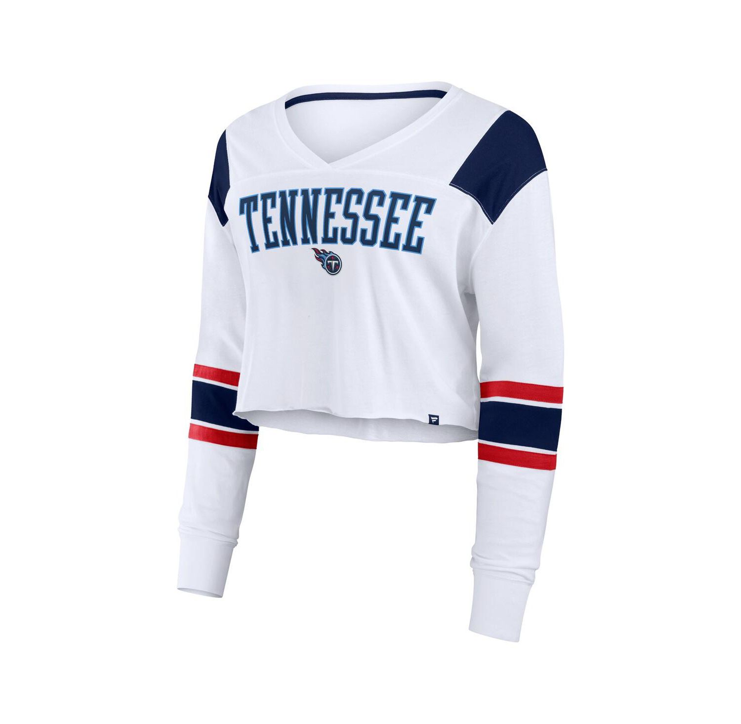 Women's White Tennessee Titans Stretch Cropped Fashion Long Sleeve T-Shirt