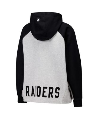 DKNY Women's Gray/Black Las Vegas Raiders Joy Cropped Raglan Pullover Hoodie
