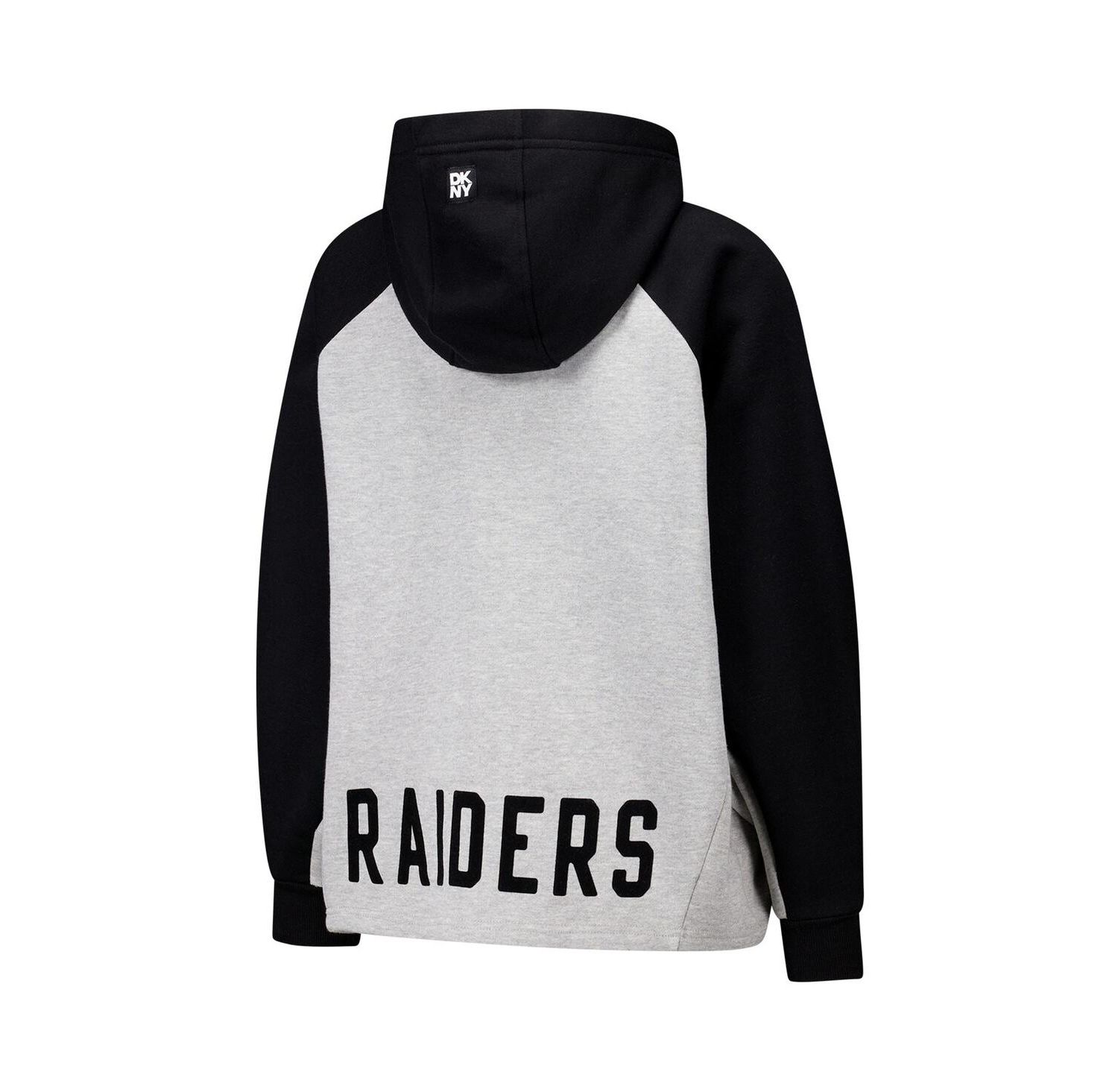 DKNY Women's Gray/Black Las Vegas Raiders Joy Cropped Raglan Pullover Hoodie