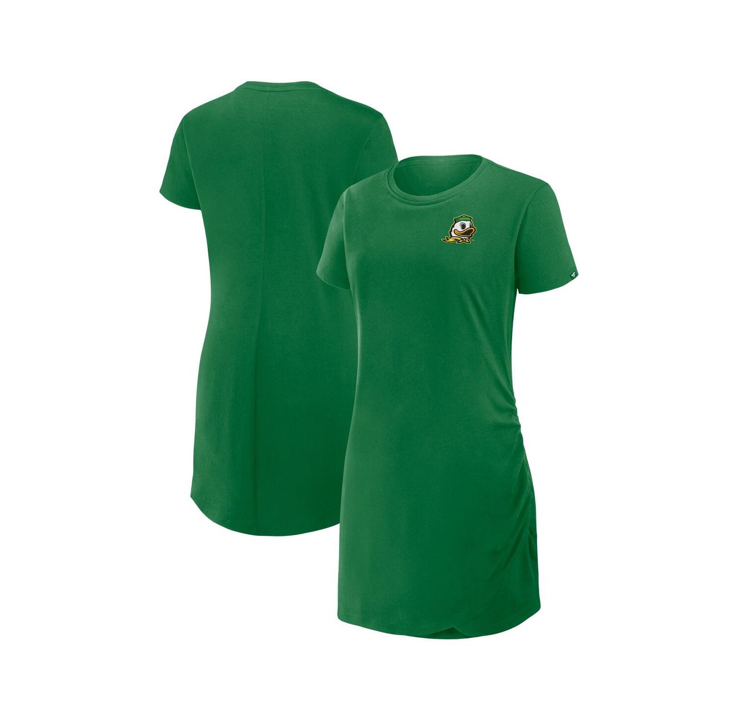 Women's Green Oregon Ducks Ruched Drape T-Shirt Dress