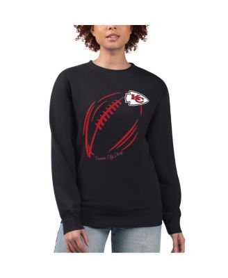 G-III 4Her by Carl Banks - Women's Black Kansas City Chiefs Football Logo Graphic Fleece Tri-Blend Pullover Sweatshirt