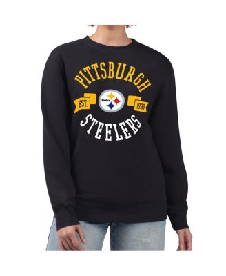 G-III 4Her by Carl Banks - Women's Black Pittsburgh Steelers Large Team Graphic Fleece Pullover Sweatshirt