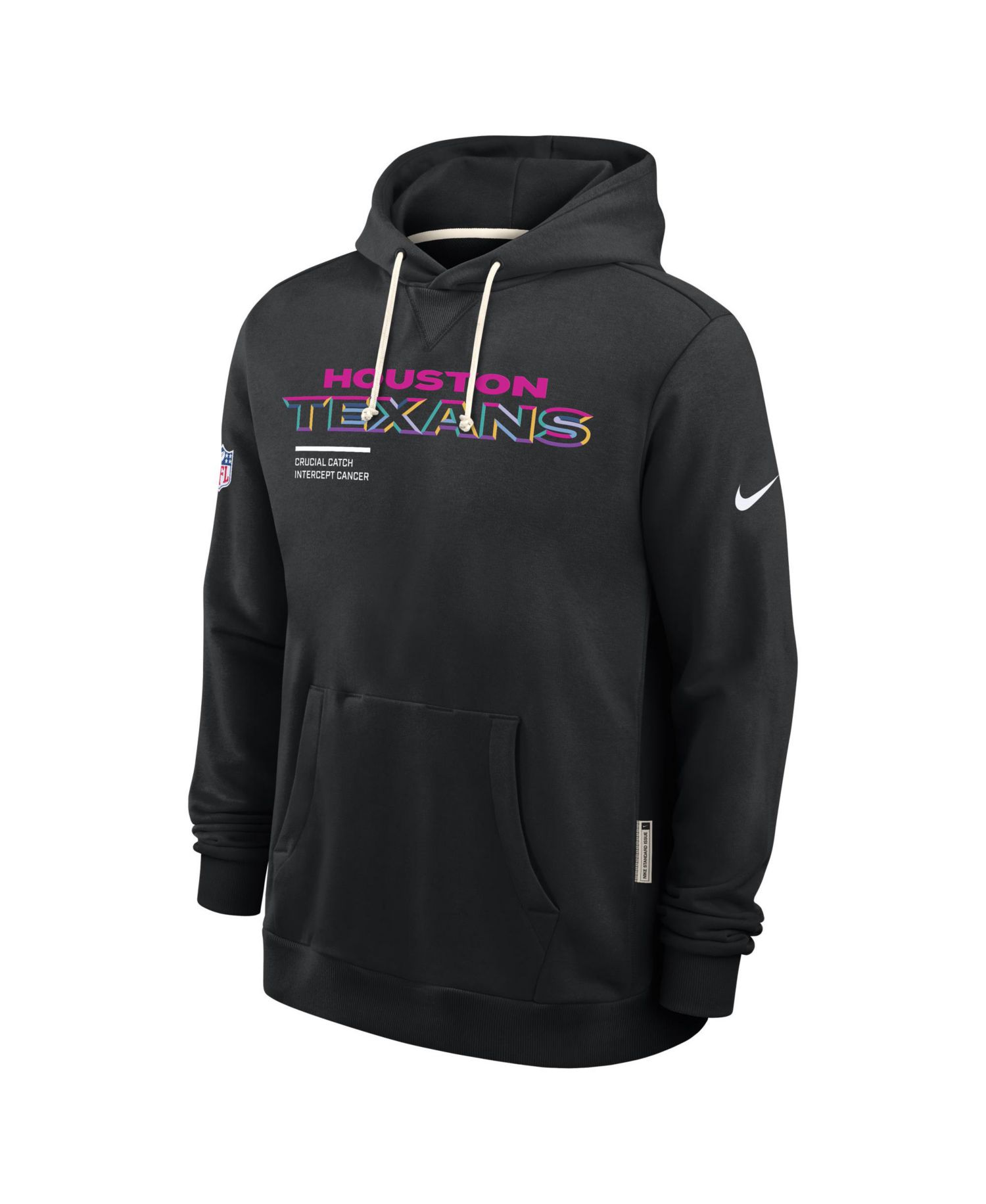 Men's Black Houston Texans 2025 NFL Crucial Catch Sideline Standard Issue Dri-FIT Hoodie