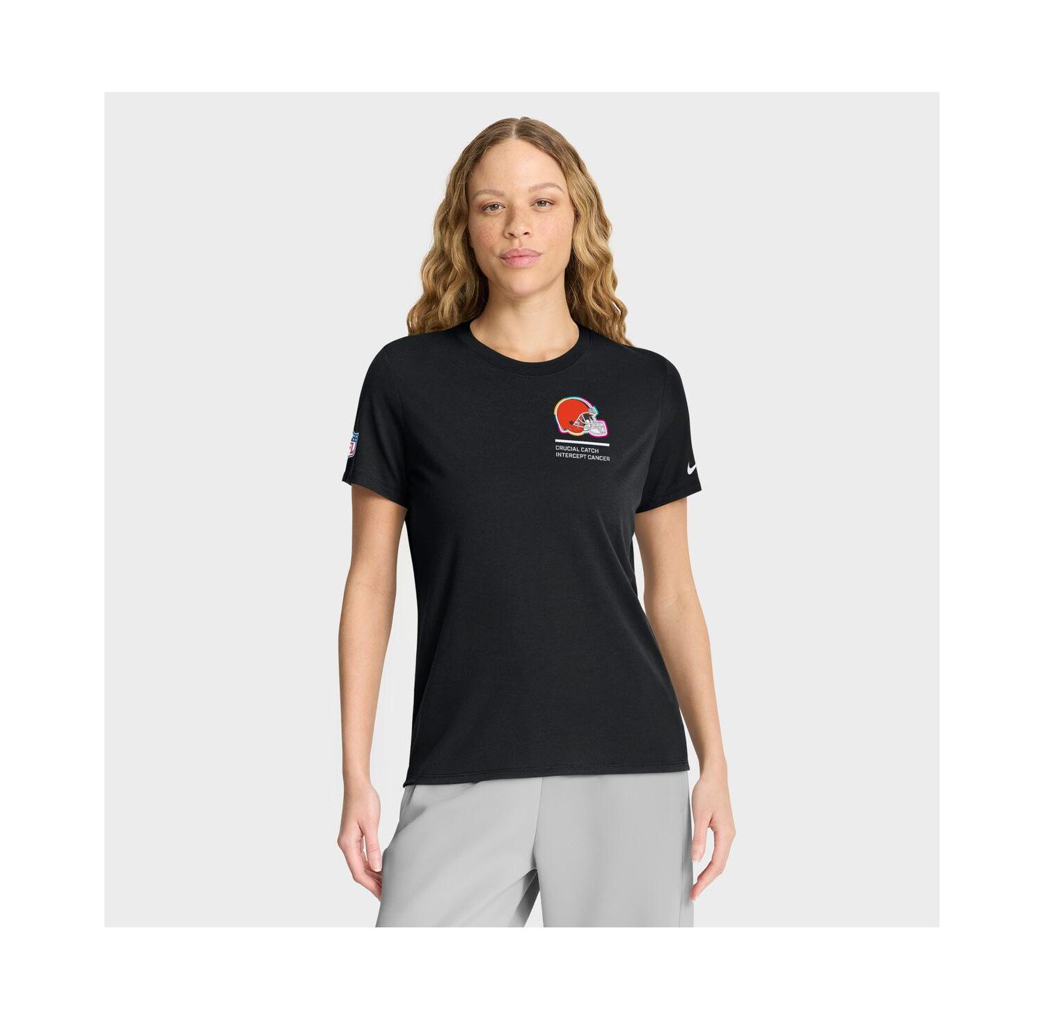 Women's Black Cleveland Browns 2025 NFL Crucial Catch Tri-Blend Dri-FIT T-Shirt