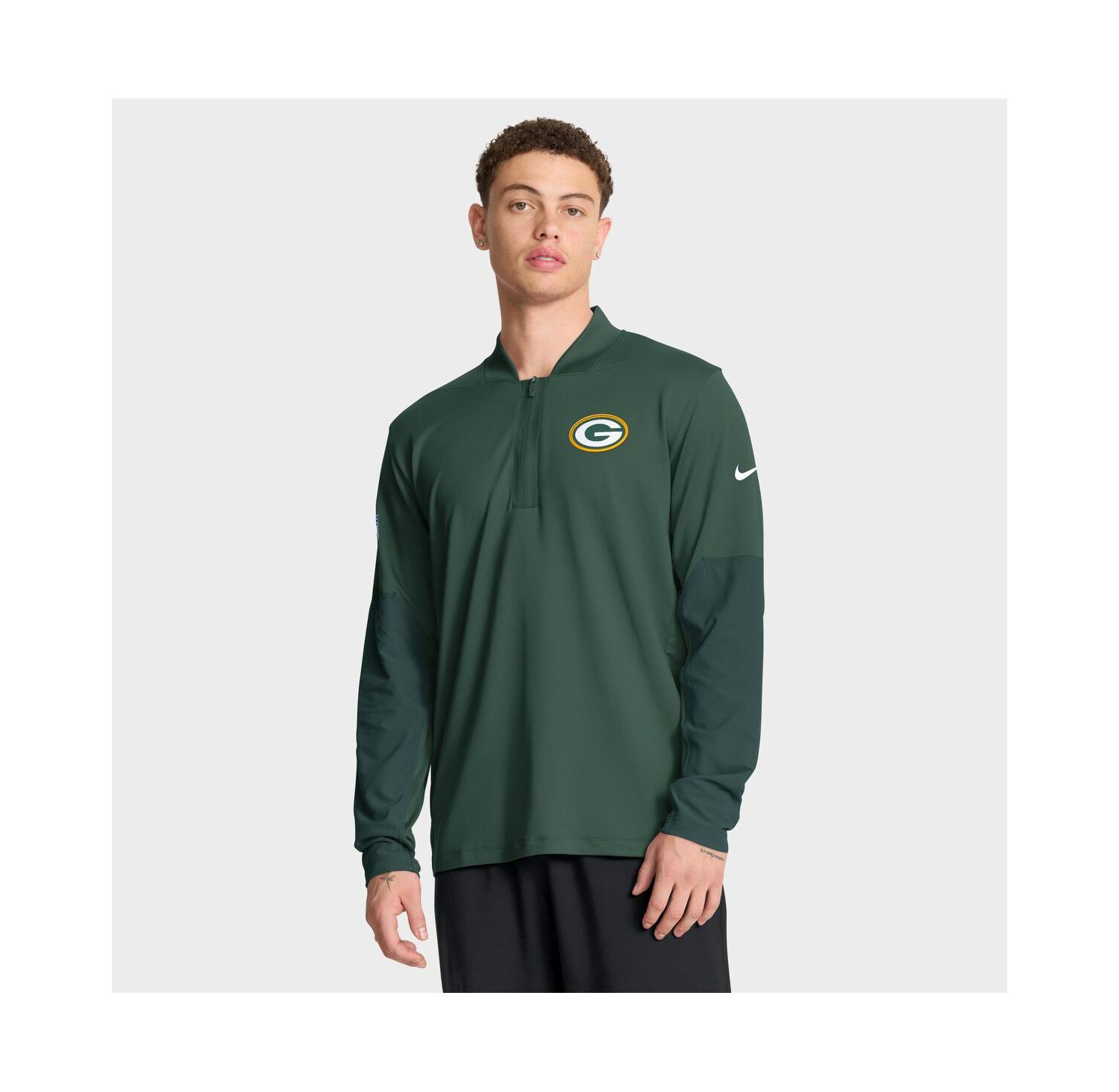 Men's Green Green Bay Packers Sideline Dri-FIT Half-Zip Pullover Sweatshirt