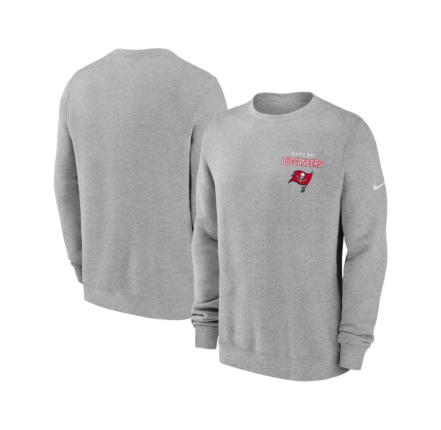 Men's Heather Gray Tampa Bay Buccaneers Primetime Club Fleece Pullover Sweatshirt