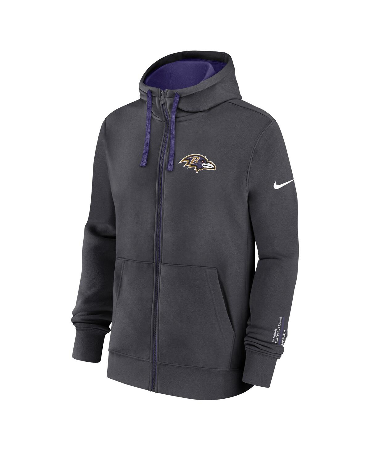 Nike Baltimore Ravens Playbook Page Club  Men's Nfl Full-zip Hoodie In Gray