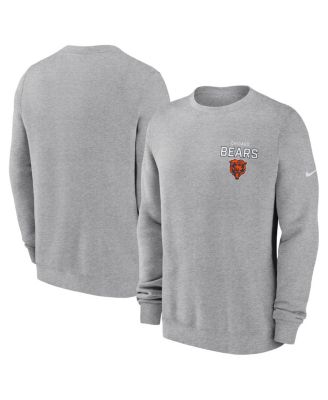 Nike - Men's Heather Gray Chicago Bears Primetime Club Fleece Pullover Sweatshirt