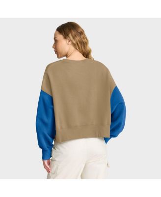 Women's Tan Detroit Lions Oversized Rewind Pullover Sweatshirt