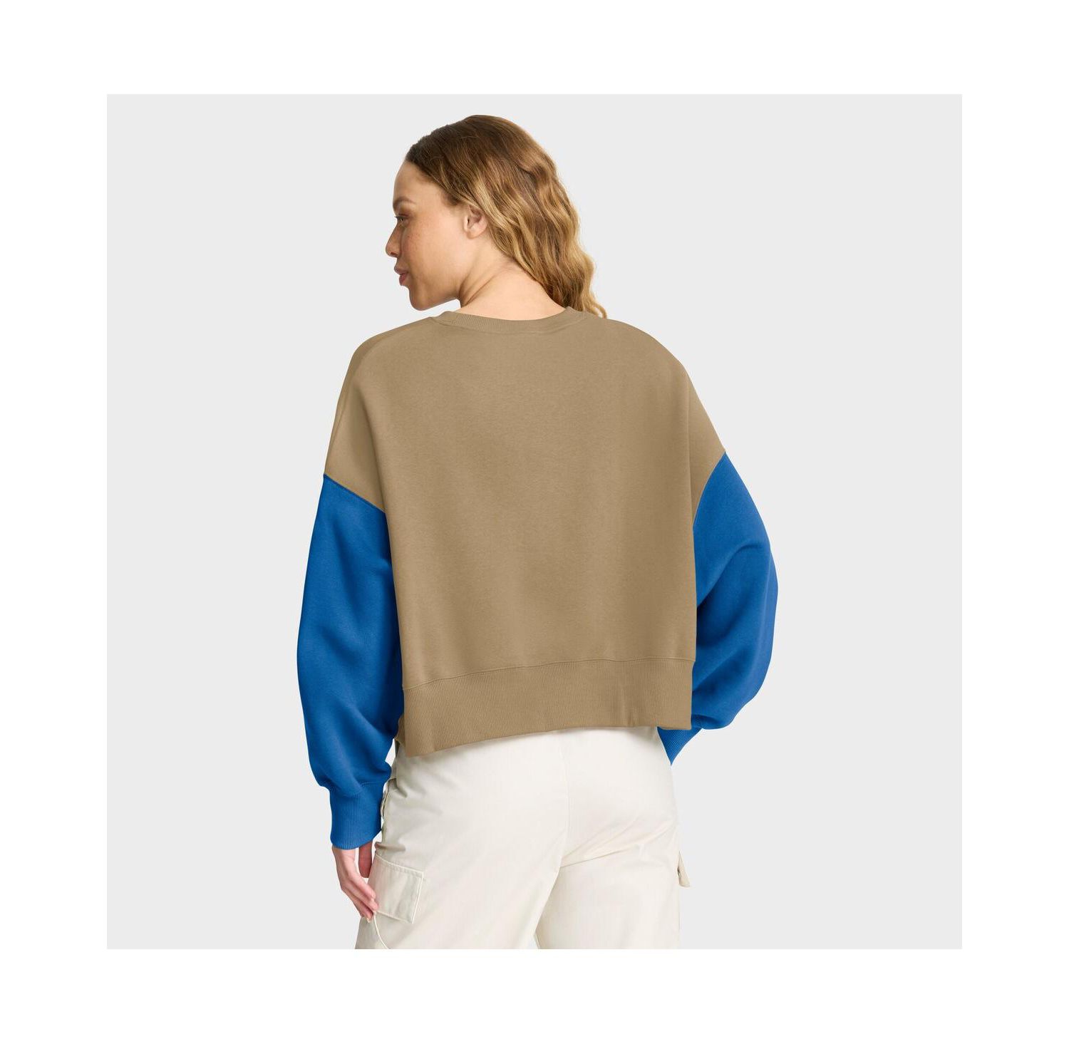 Women's Tan Detroit Lions Oversized Rewind Pullover Sweatshirt