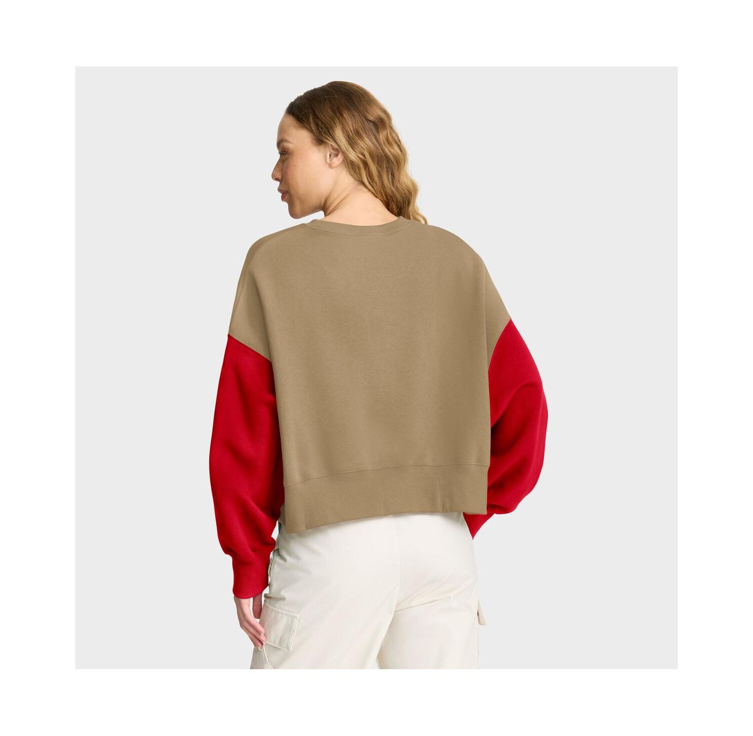 Women's Tan San Francisco 49ers Oversized Rewind Pullover Sweatshirt