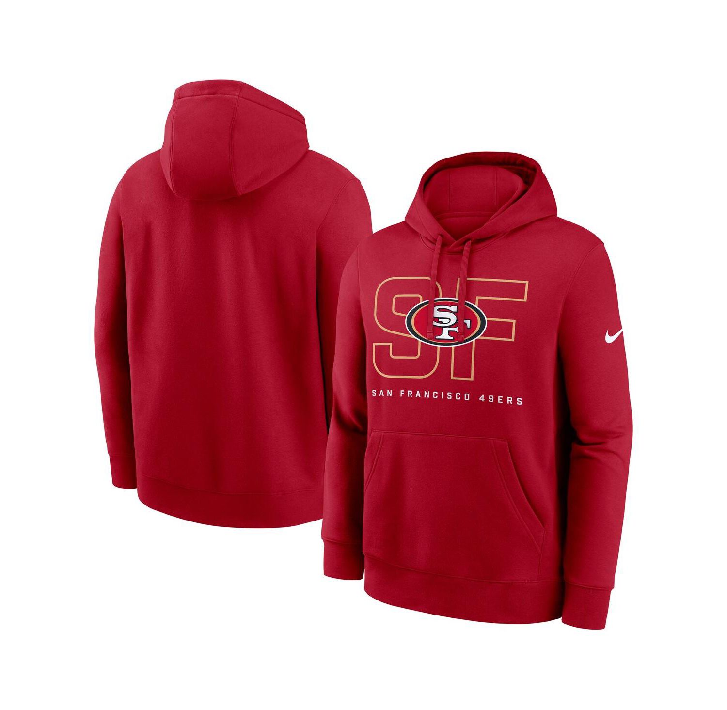 Men's Scarlet San Francisco 49ers Busted Play Club Fleece Pullover Hoodie