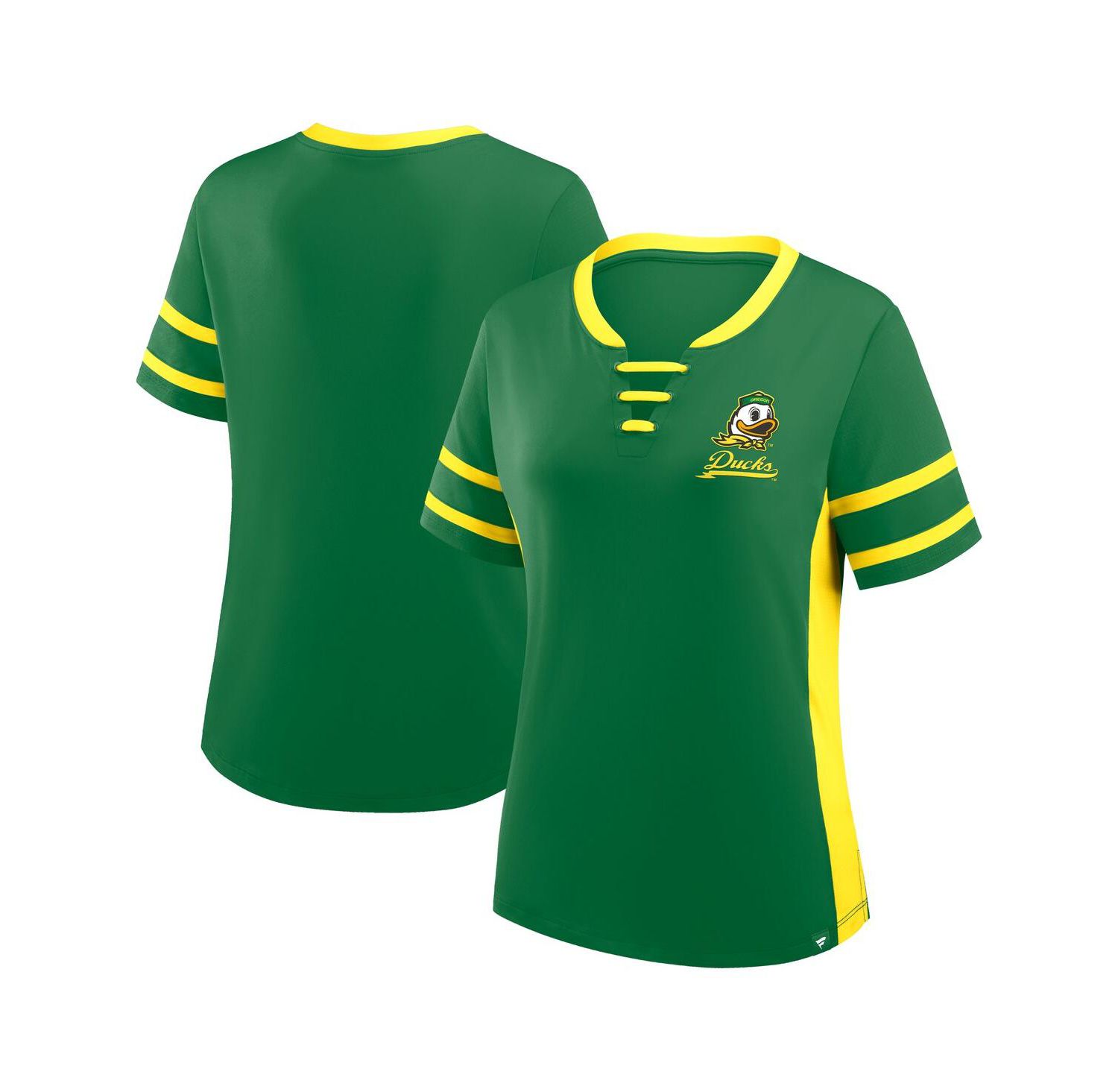 Women's Green/Yellow Oregon Ducks Be Fearless Athena Lace-Up T-Shirt