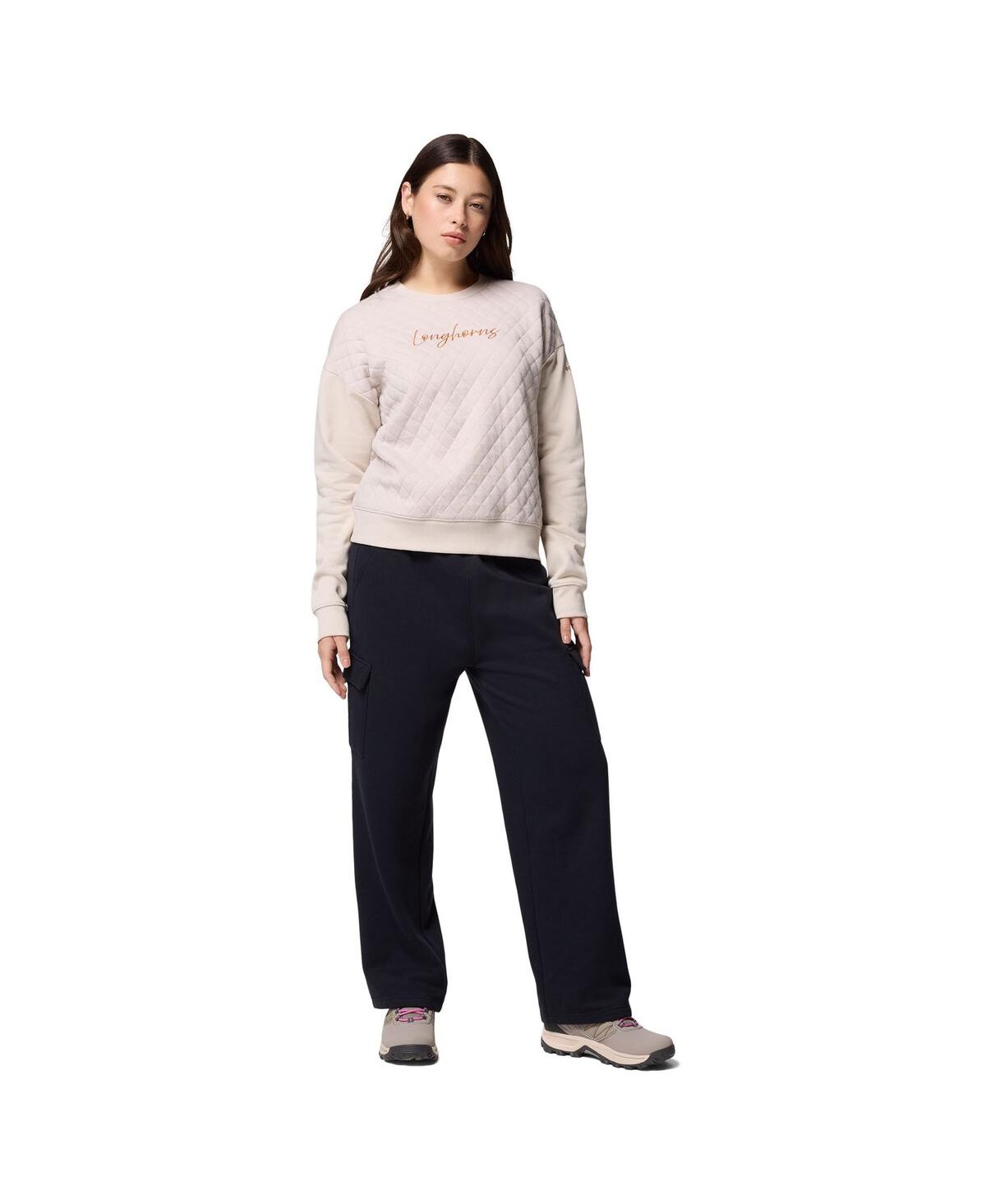 Columbia Women's Cream Texas Longhorns Collegiate Hart Mountain Quilted Sweatshirt In White