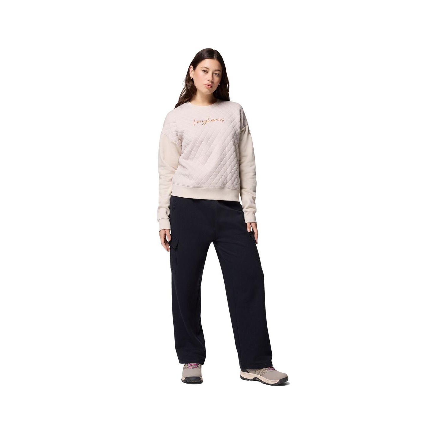 Women's Cream Texas Longhorns Collegiate Hart Mountain Quilted Sweatshirt