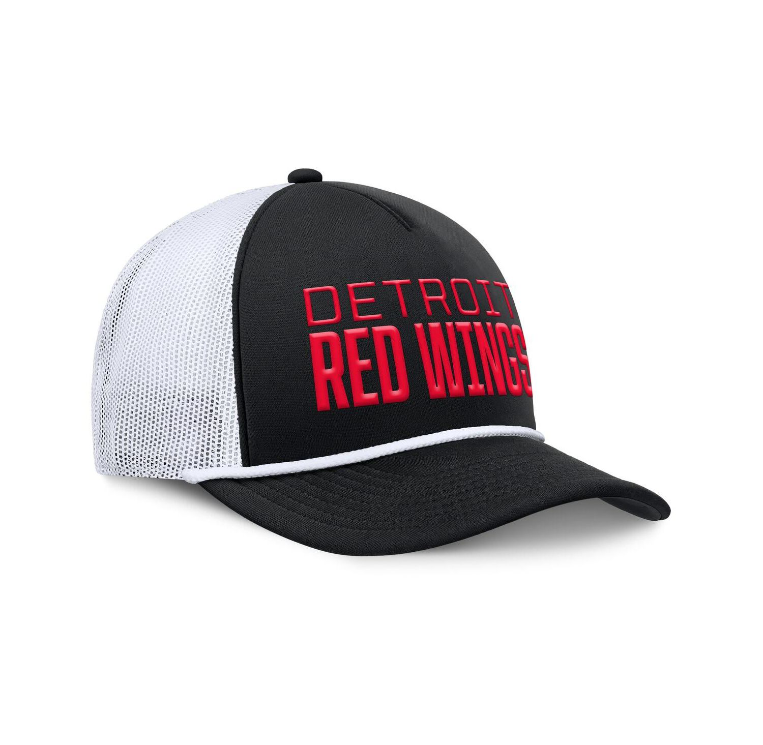 Men's Black/White Detroit Red Wings Heritage Dutch A-Frame Trucker Adjustable Hat