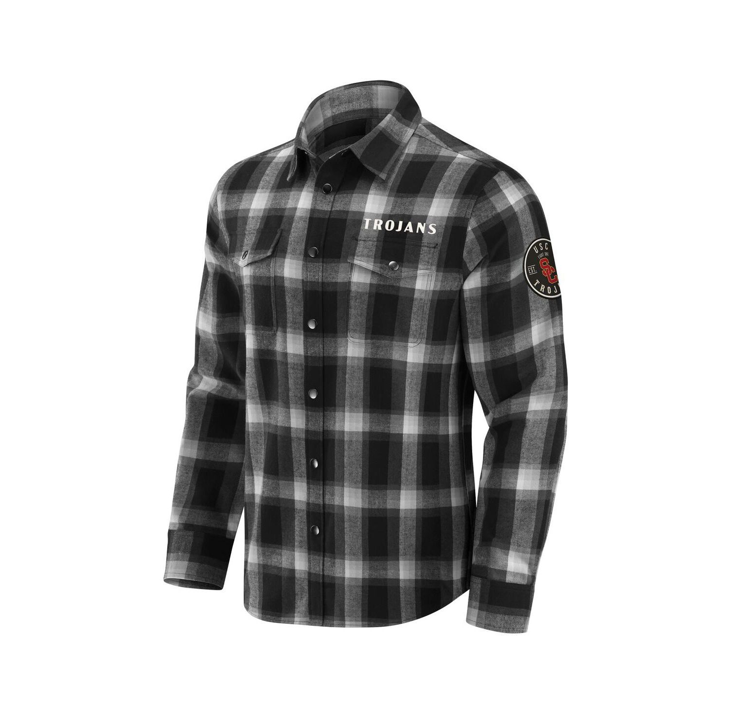Darius Rucker Collection by Men's Black USC Trojans Team Flannel Plaid Full-Snap Shirt