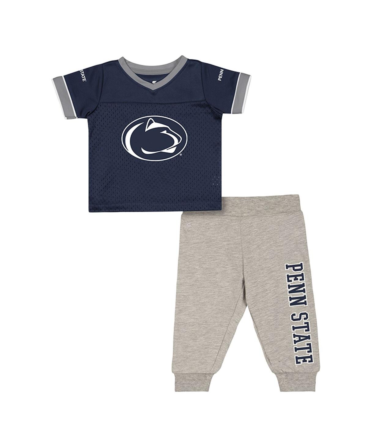 Colosseum Kids' Baby Boys And Girls Newborn 2-piece Penn State Nittany Lions Nothing But The Hits Football Set In Blue