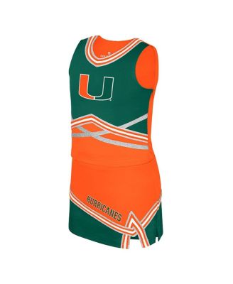Big Girls 2-Piece Orange Miami Hurricanes Lollipop Park Cheer Set