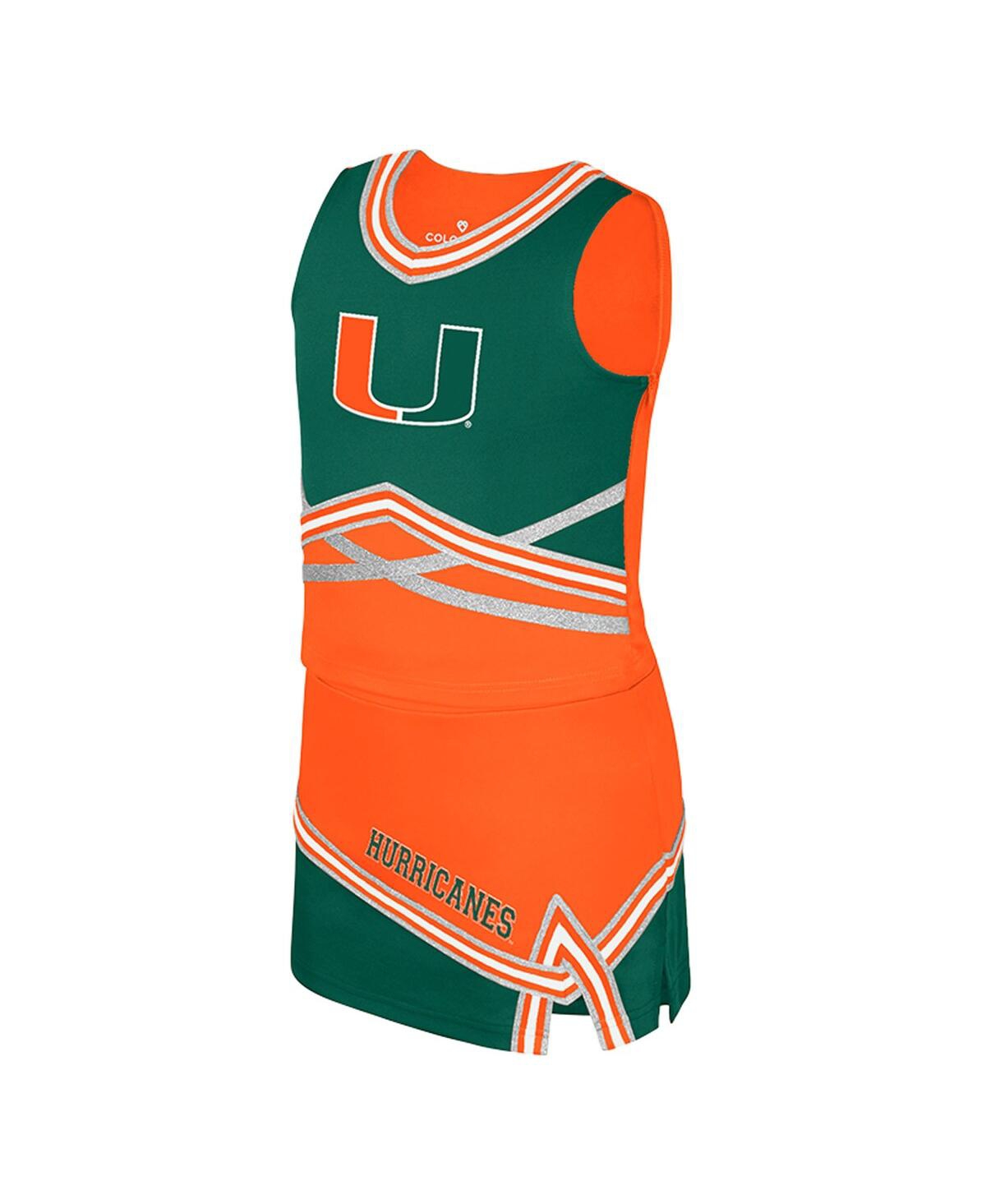 Colosseum Big Girls 2-piece Orange Miami Hurricanes Lollipop Park Cheer Set In Multi