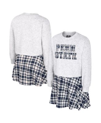 Colosseum - Big Girls Gray Penn State Nittany Lions Marceline Plaid Skirt and Top Set